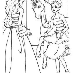 Barbie e cavalo para imprimir e colorir
