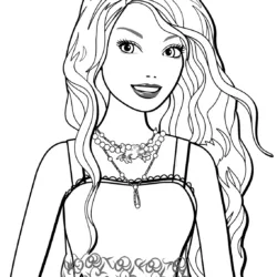 Barbie com colar para imprimir e colorir