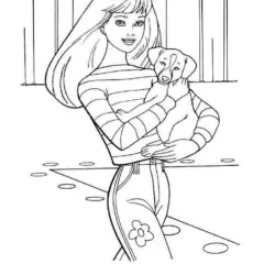 Barbie e cãozinho para imprimir e colorir