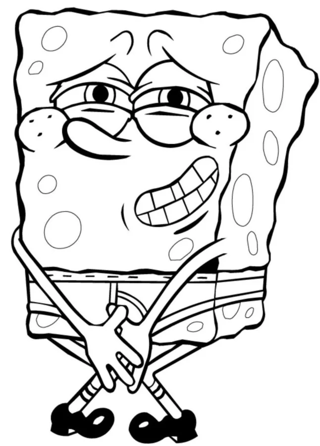 Bob esponja com vontade de ir ao banheiro