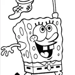 Bob esponja caçando para imprimir e colorir