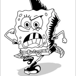 Bob esponja de moicano para imprimir e colorir