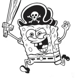 Bob esponja pirata para imprimir e colorir