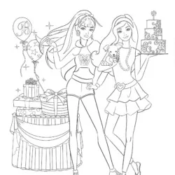 Festa da Barbie para imprimir e colorir