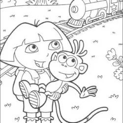 Dora para imprimir e colorir