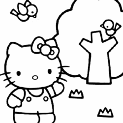 Hello Kitty com coração para colorir