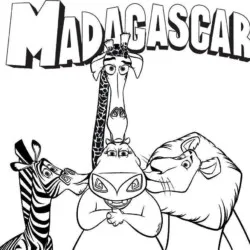 Madagascar para imprimir e colorir