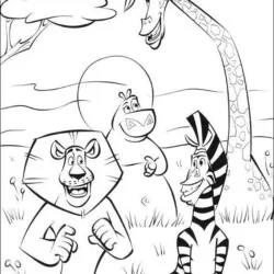 Madagascar para imprimir e colorir