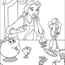A Bela e a Fera para imprimir e colorir