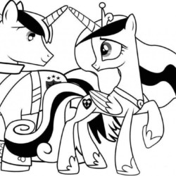 Desenho de princesa e poney para colorir