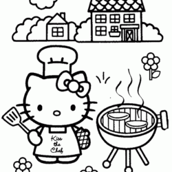 Hello Kitty com coração para colorir