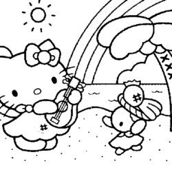 Imprimir para colorir e pintar o desenho Hello Kitty - 1028