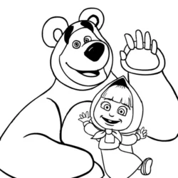 Masha e o Urso (Marsha) para imprimir e colorir
