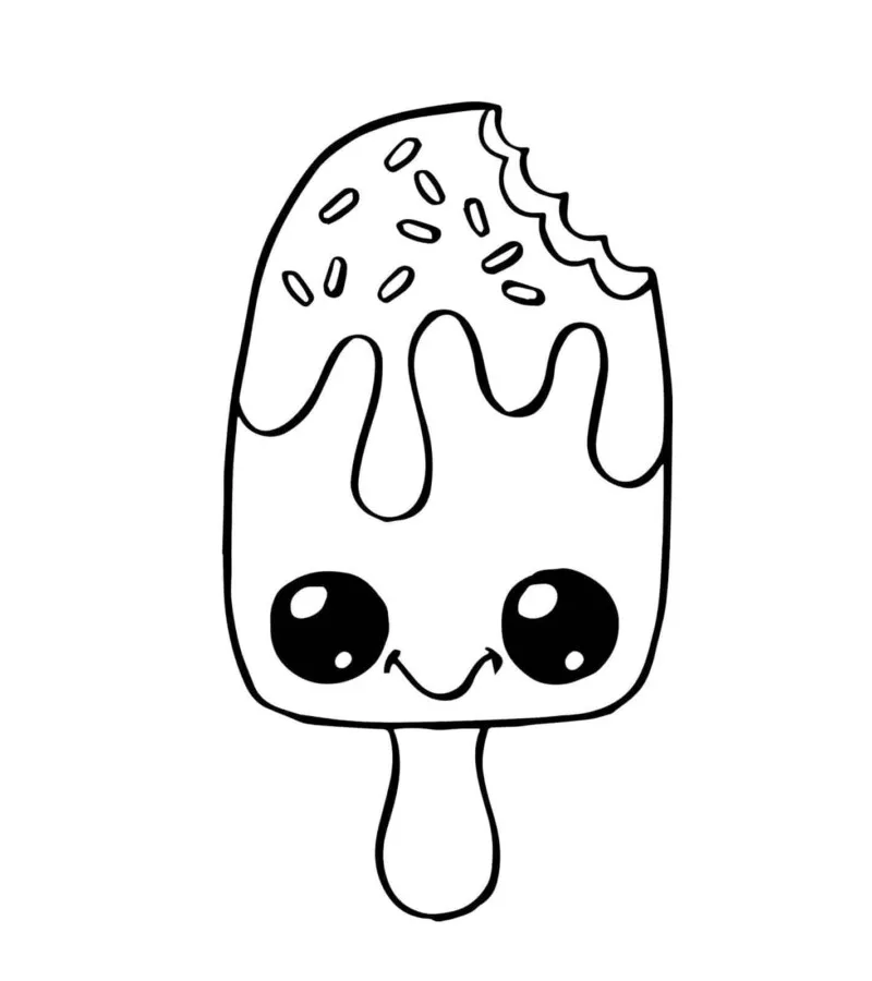 Sorvete Kawaii para imprimir e colorir
