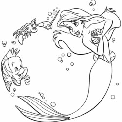 Desenho da pequena sereia para colorir