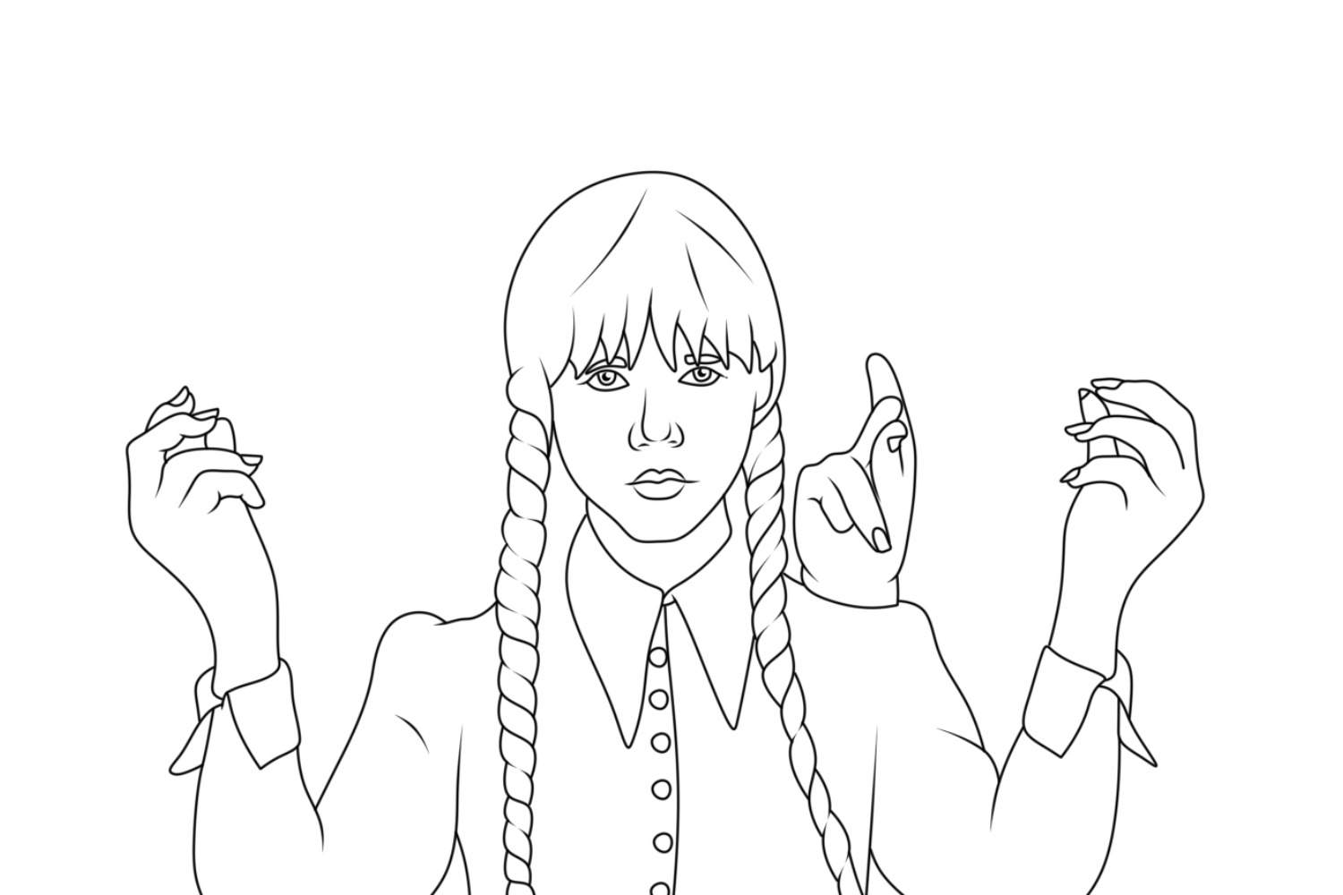 mãozinha wandinha para colorir