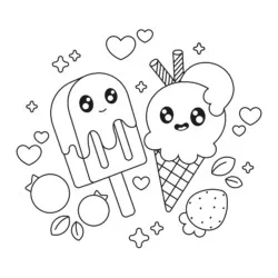 Sorvete Kawaii para imprimir e colorir