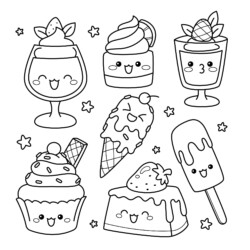 Kawaii de Comidas para colorir - Desenhos Imprimir