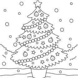 Desenhos para colorir Kawaii, árvore interior de Natal do KDP