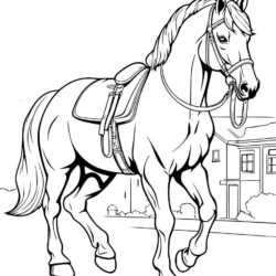 Desenhos Para Pintar e Colorir Cavalos - Imprimir Desenho 017