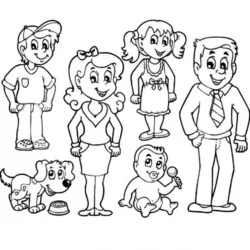 Família para imprimir e colorir