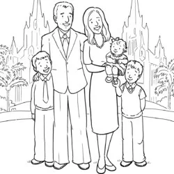 Família para imprimir e colorir