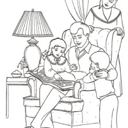 Família para imprimir e colorir