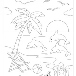 Praia para imprimir e colorir