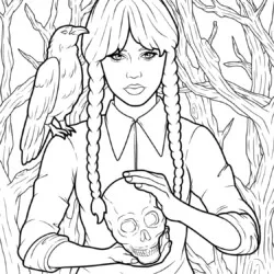 Wandinha para imprimir e colorir