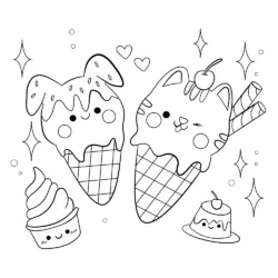 Sorvete Kawaii para imprimir e colorir