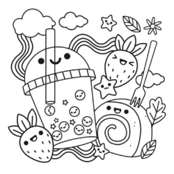Kawaii para imprimir e colorir