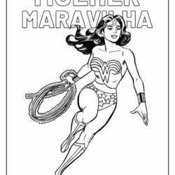 Mulher-maravilha para imprimir e colorir