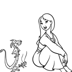 Mulan para imprimir e colorir