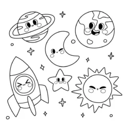 Sistema solar para imprimir e colorir