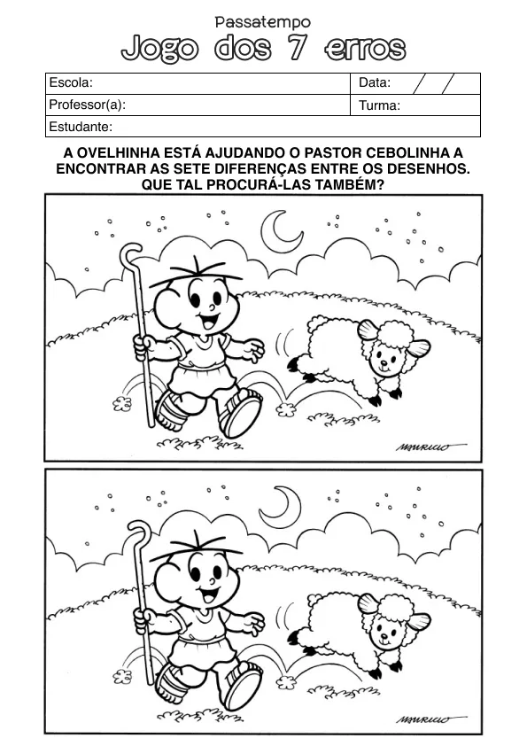 Atividade de alfabetização de 7 erros