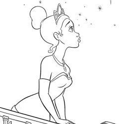A Princesa e o Sapo para imprimir e colorir