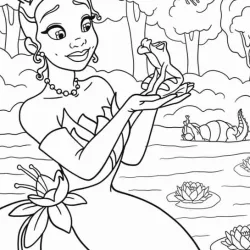 A Princesa e o Sapo para imprimir e colorir