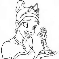 A Princesa e o Sapo para imprimir e colorir