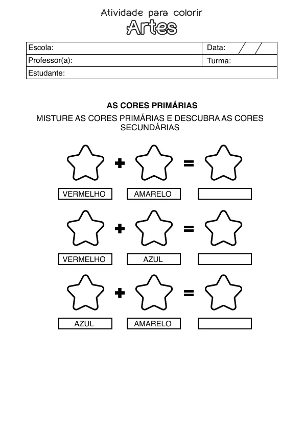 Atividade de alfabetização sobre arte