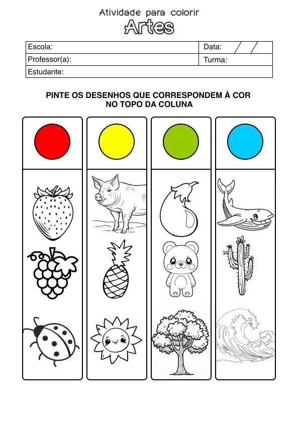 Atividade de alfabetização sobre arte