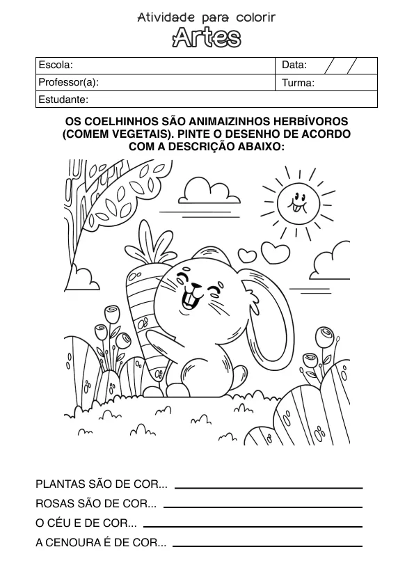 Atividade de alfabetização sobre arte