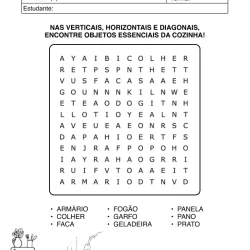 Atividade de alfabetização de caça-palavras para imprimir e colorir