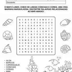 Atividade de alfabetização de caça-palavras para imprimir e colorir