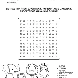 Atividade de alfabetização de caça-palavras para imprimir e colorir
