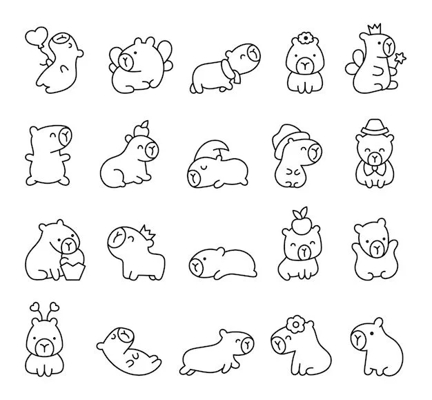 Capivara para imprimir e colorir
