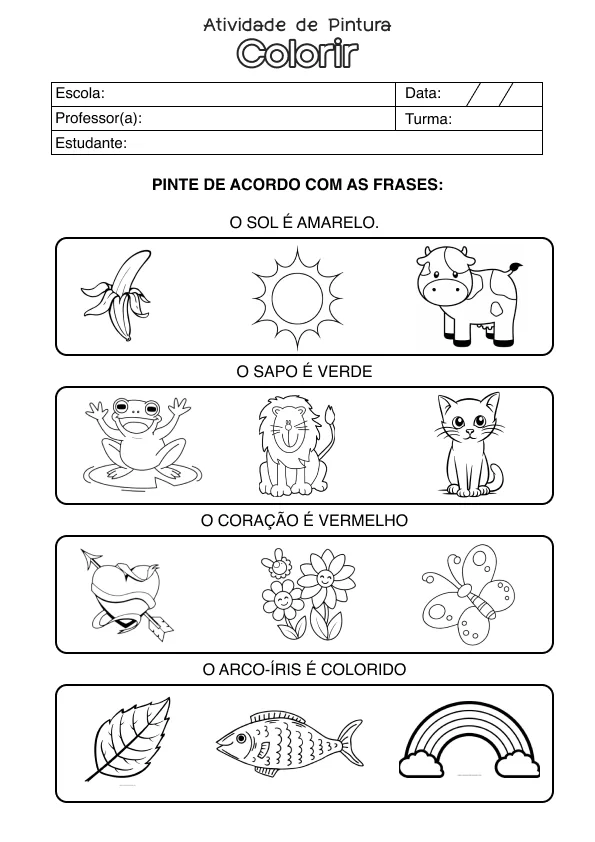 Atividade de alfabetização para colorir