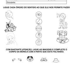 Atividade de alfabetização sobre corpo humano para imprimir e colorir