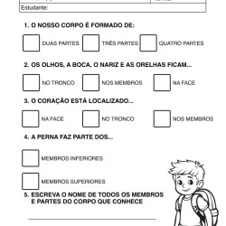 Atividade de alfabetização sobre corpo humano para imprimir e colorir