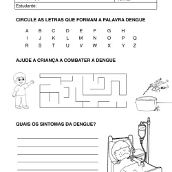 Atividade de alfabetização sobre dengue para imprimir e colorir