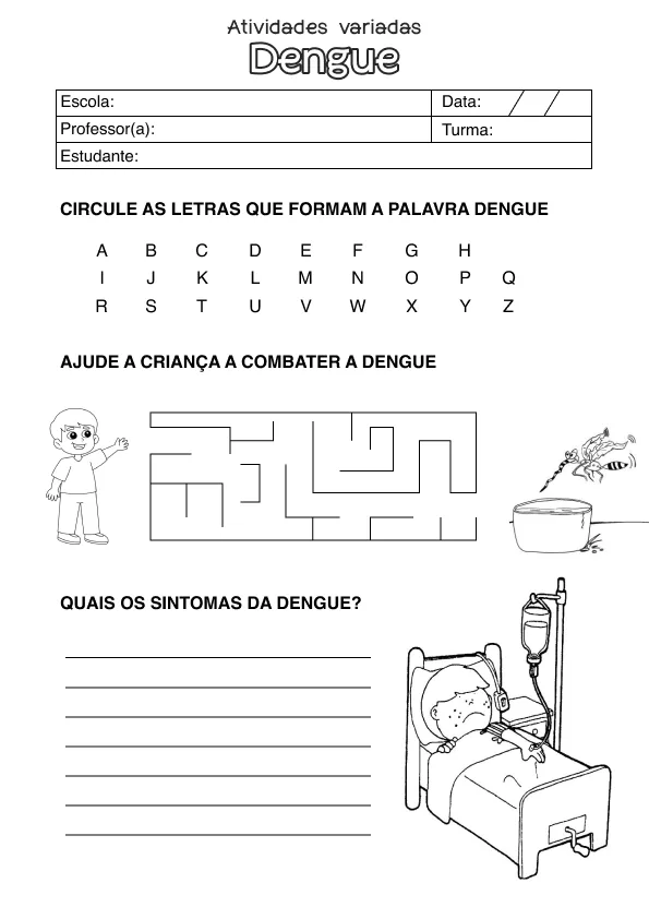 Atividade de alfabetização sobre dengue